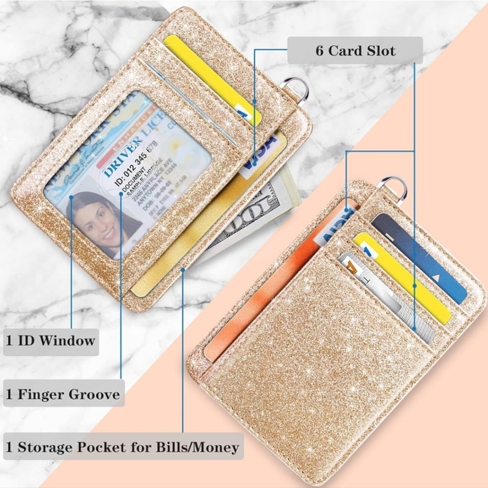 Glitter Card Holder Wallet - Gold